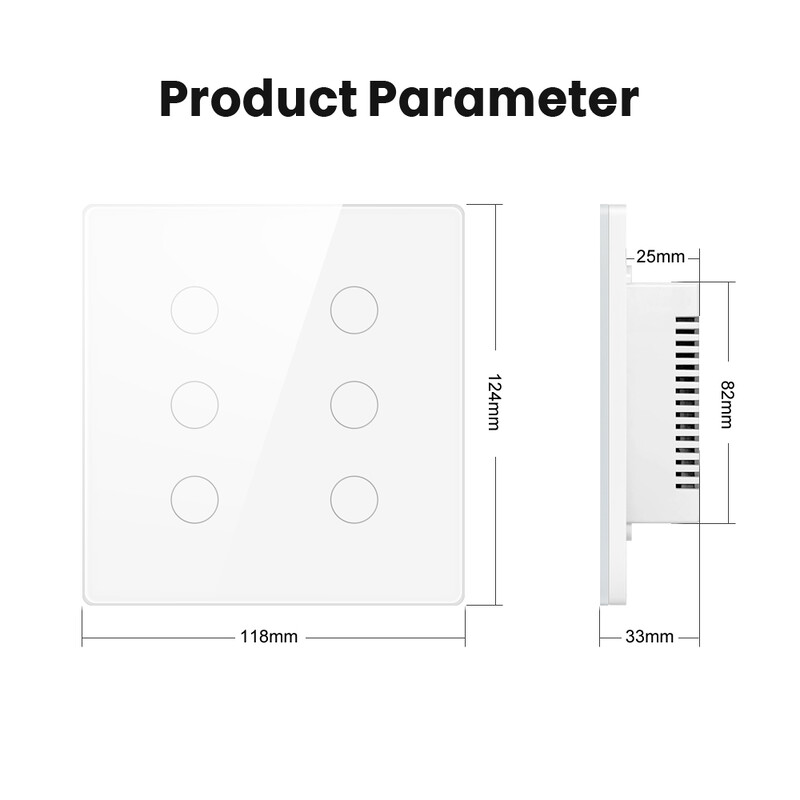 AVATTO Tuya WiFi 4x4 zidni pametni prekidač 4/6 Gang Glass Panel Brazil Standard Touch Switch radi s Alexa Google Home