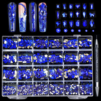 Kuum müük 21 kujuga ehteid Luksuslik läikiv teemant DIY küünekunst kivide komplekt klaaskristall kaunistuste komplekt Anna 1 tk pliiats