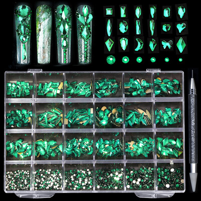 Kuum müük 21 kujuga ehteid Luksuslik läikiv teemant DIY küünekunst kivide komplekt klaaskristall kaunistuste komplekt Anna 1 tk pliiats