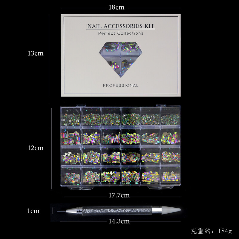 Kuum müük 21 kujuga ehteid Luksuslik läikiv teemant DIY küünekunst kivide komplekt klaaskristall kaunistuste komplekt Anna 1 tk pliiats