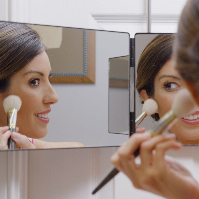 3 utas tükör saját hajvágáshoz 360 háromszoros hajvágó tükör férfiaknak nőknek, smink sminktükör fekete