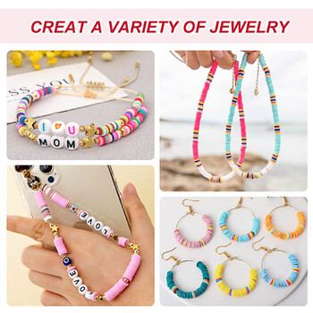 Комплект от мъниста от олимерна глина 6MM Rainbow Color Flat Chip Beads For Boho Уникална гривна Necklce Making Letter Beads Комплект аксесоари Направи си сам