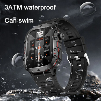 2024 Νέο Bluetooth Call Smartwatch Ανδρικά Rugged Military Sports Heart Rate 3ATM αδιάβροχα έξυπνα ρολόγια εξωτερικού χώρου για Android IOS