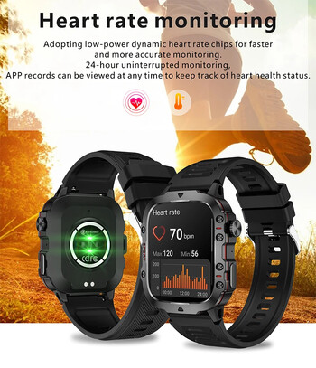 2024 Νέο Bluetooth Call Smartwatch Ανδρικά Rugged Military Sports Heart Rate 3ATM αδιάβροχα έξυπνα ρολόγια εξωτερικού χώρου για Android IOS