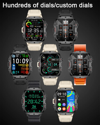 2024 Νέο Bluetooth Call Smartwatch Ανδρικά Rugged Military Sports Heart Rate 3ATM αδιάβροχα έξυπνα ρολόγια εξωτερικού χώρου για Android IOS