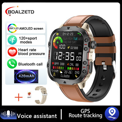 2024 Nou Bluetooth Call Smartwatch Ceasuri inteligente de exterior rezistente la apă pentru bărbați, sport militar, ritm cardiac, 3ATM, pentru Android IOS