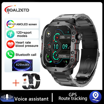 2024 Nou Bluetooth Call Smartwatch Ceasuri inteligente de exterior rezistente la apă pentru bărbați, sport militar, ritm cardiac, 3ATM, pentru Android IOS