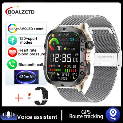 2024 Nou Bluetooth Call Smartwatch Ceasuri inteligente de exterior rezistente la apă pentru bărbați, sport militar, ritm cardiac, 3ATM, pentru Android IOS