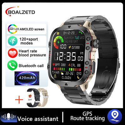 2024 Nou Bluetooth Call Smartwatch Ceasuri inteligente de exterior rezistente la apă pentru bărbați, sport militar, ritm cardiac, 3ATM, pentru Android IOS