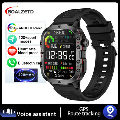2024 Nou Bluetooth Call Smartwatch Ceasuri inteligente de exterior rezistente la apă pentru bărbați, sport militar, ritm cardiac, 3ATM, pentru Android IOS