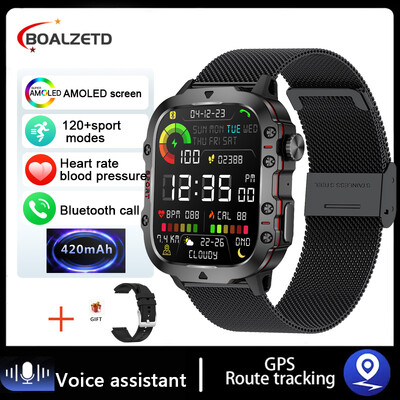 2024 Nou Bluetooth Call Smartwatch Ceasuri inteligente de exterior rezistente la apă pentru bărbați, sport militar, ritm cardiac, 3ATM, pentru Android IOS