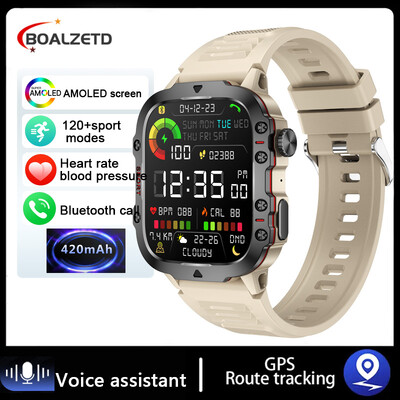 2024 Nou Bluetooth Call Smartwatch Ceasuri inteligente de exterior rezistente la apă pentru bărbați, sport militar, ritm cardiac, 3ATM, pentru Android IOS