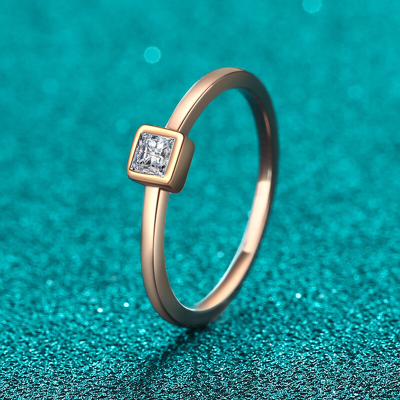 NeeTim 0.3ct Moissanite Inel eternitate din argint 925 cu șampanie Inele de laborator placate cu diamante de laborator pentru bijuterii pentru femei