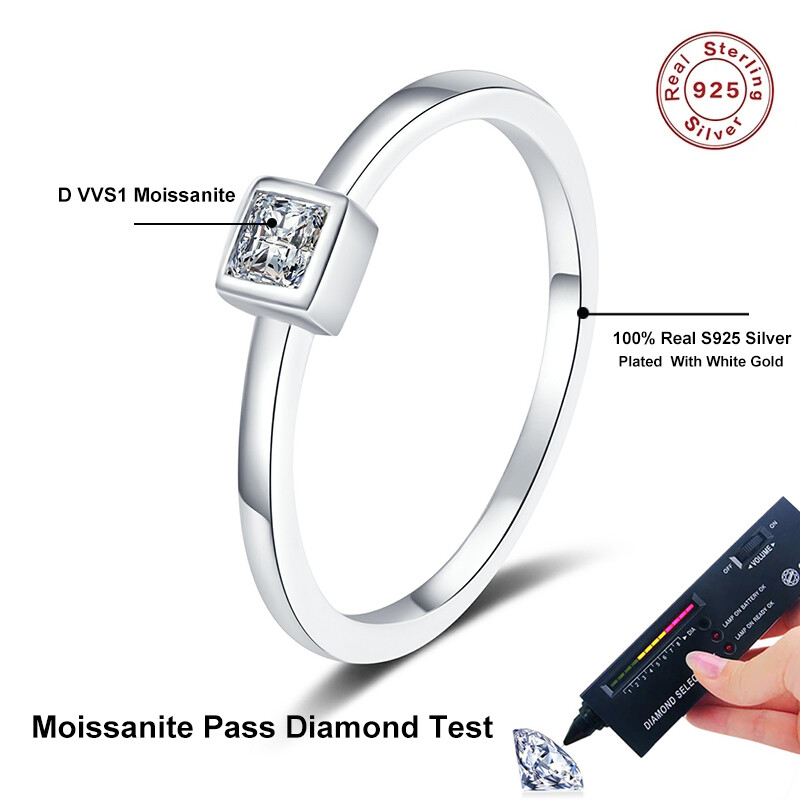 NeeTim 0.3ct Moissanite Inel eternitate din argint 925 cu șampanie Inele de laborator placate cu diamante de laborator pentru bijuterii pentru femei