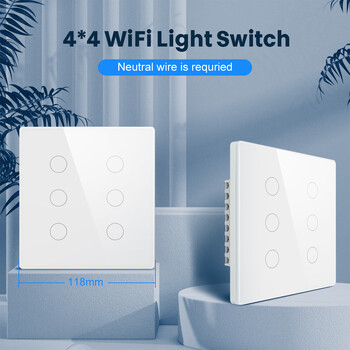 AVATTO Tuya Brazil WiFi/Zigbee Smart Light Switch 4/6Gang Touch Wall Switch Smart Life APP Τηλεχειριστήριο με Alexa Google Home