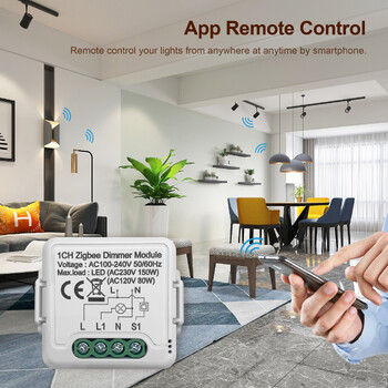 GIRIER Tuya ZigBee 3.0 Smart Dimmer Switch Module, Υποστηρίζει 2 Way Control Dimmable Light Switch, Work with Alexa Google Home