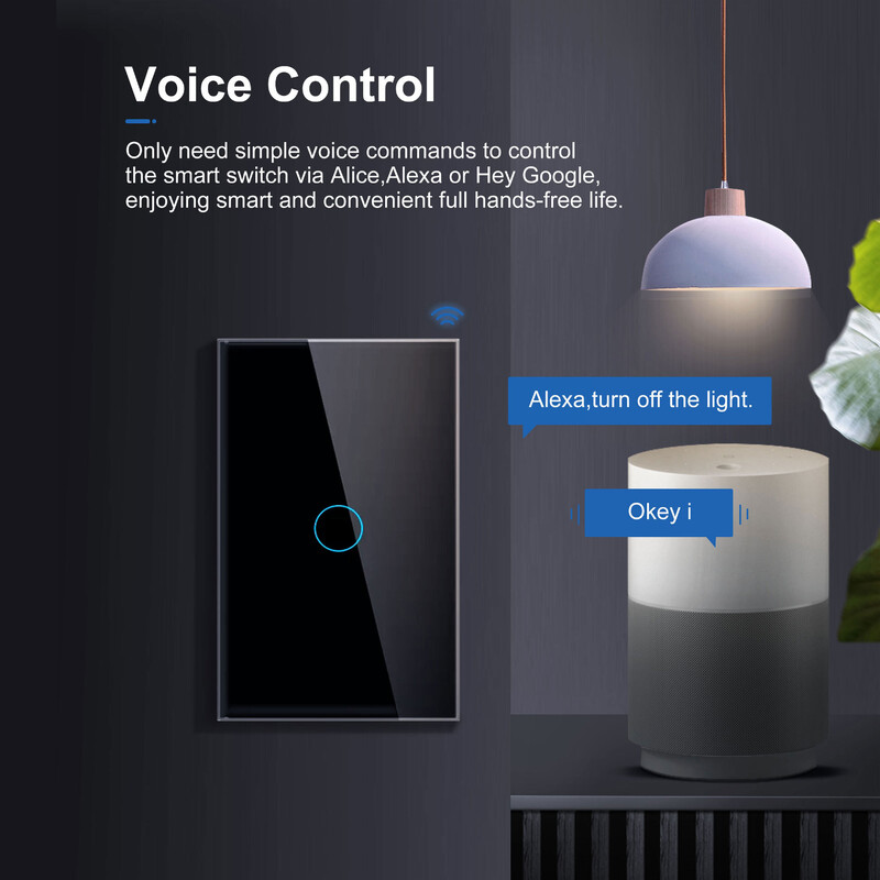 GIRIER Pametni Wifi prekidač na dodir Nije potrebna neutralna žica Smart Home 1/2/3 Gang prekidač za svjetlo 100-240 V Radi s Alexom Hey Google