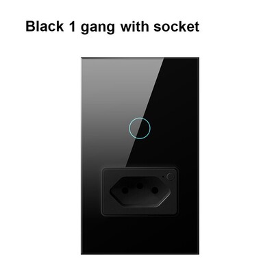 AVATTO Tuya WiFi sienas slēdzis un kontaktligzda, 4x2 stikla panelis 1/2 pogas Brazīlijas viedais gaismas slēdža tālvadības pults Alexa Google sākumlapai