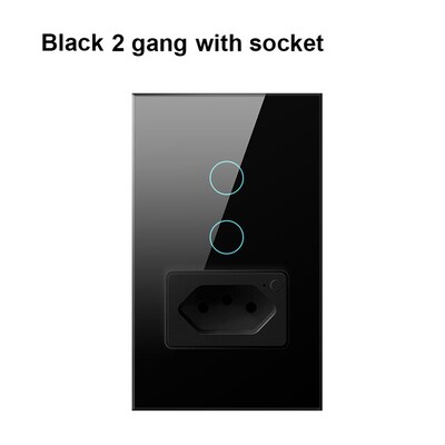 AVATTO Tuya WiFi sienas slēdzis un kontaktligzda, 4x2 stikla panelis 1/2 pogas Brazīlijas viedais gaismas slēdža tālvadības pults Alexa Google sākumlapai