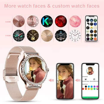 MELANDA Rosegold Smart Watch For Lady Bluetooth Call 100+Sports Mode Fitness Women Smartwatch Dials for IOS Android NX19