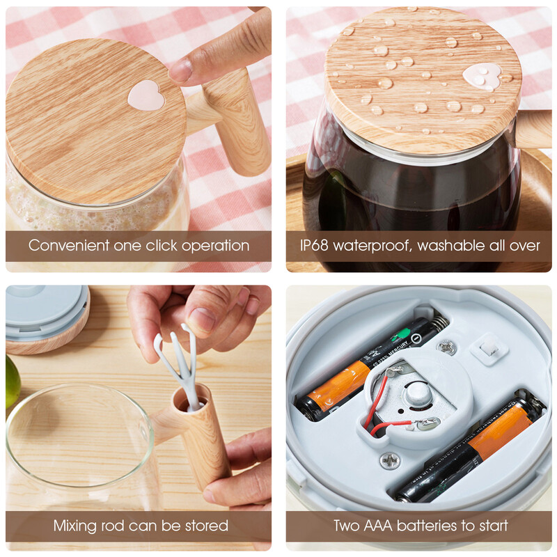 Ise segav kohvitass 400 ml elektriline segamiskruus, klaasist veekindel automaatne elektriline valgupulbri segamiskruus