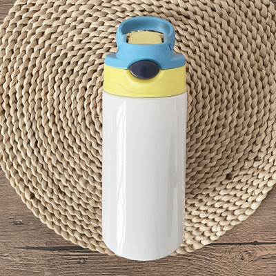 12 uncijų sublimacinės tiesios „Sippy“ puodelis apverčiamas vaikų buteliukas iš nerūdijančio plieno dvigubos sienelės vandens puodelis su šiaudiniu „Sippy“ buteliuku