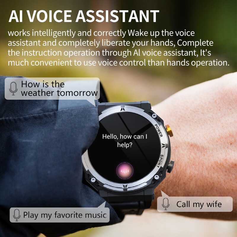 MISIRUN C21Pro išmanusis laikrodis vyriškas lauko sportinis išmanusis laikrodis BT Call Voice Assistant Watch Širdies ritmo monitorius vandeniui atsparus rankinis laikrodis