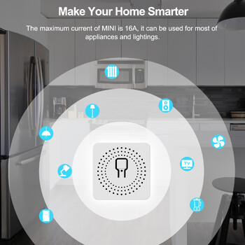 Ο διακόπτης 16A Mini Smart Wifi DIY υποστηρίζει έλεγχο διπλής κατεύθυνσης, μονάδα Smart Home Automation, Λειτουργεί με την εφαρμογή Alexa Google Home Smart Life