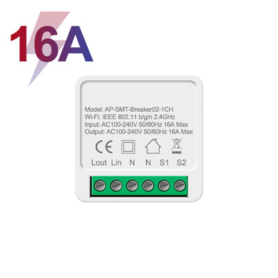 Mini comutator inteligent Wifi DIY 16A acceptă control în 2 căi, modul de automatizare a casei inteligente, funcționează cu aplicația Alexa Google Home Smart Life
