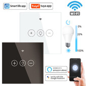 Tuya WiFi Smart Dimmer Switch Light Wireless Touch Priteming Wall Control LED nuotolinio valdymo pultas ĮJUNGTAS / Išjungtas EU 220V Dirbkite su Alexa Google Home