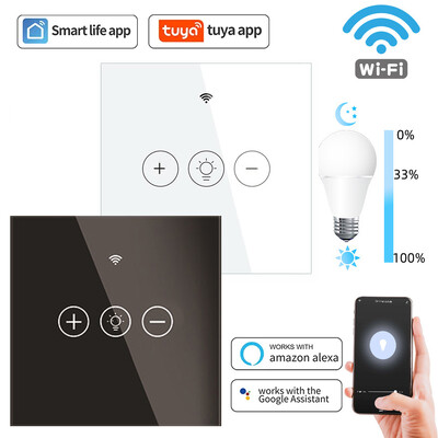 Tuya WiFi Smart Dimmer Switch Light Wireless Touch Dimming Control LED Remote LED ON/Off EU 220V Εργασία με Alexa Google Home