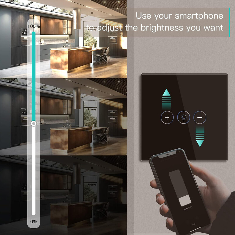 Tuya WiFi Smart Dimmer Switch Light Wireless Touch Priteming Wall Control LED nuotolinio valdymo pultas ĮJUNGTAS / Išjungtas EU 220V Dirbkite su Alexa Google Home