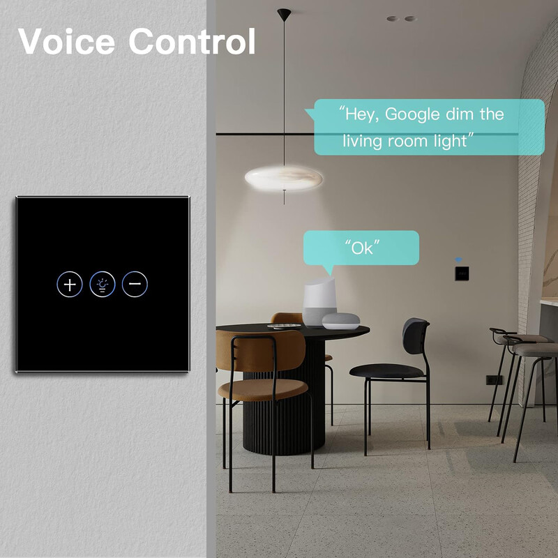 Tuya WiFi Smart Dimmer Switch Light Wireless Touch Priteming Wall Control LED nuotolinio valdymo pultas ĮJUNGTAS / Išjungtas EU 220V Dirbkite su Alexa Google Home