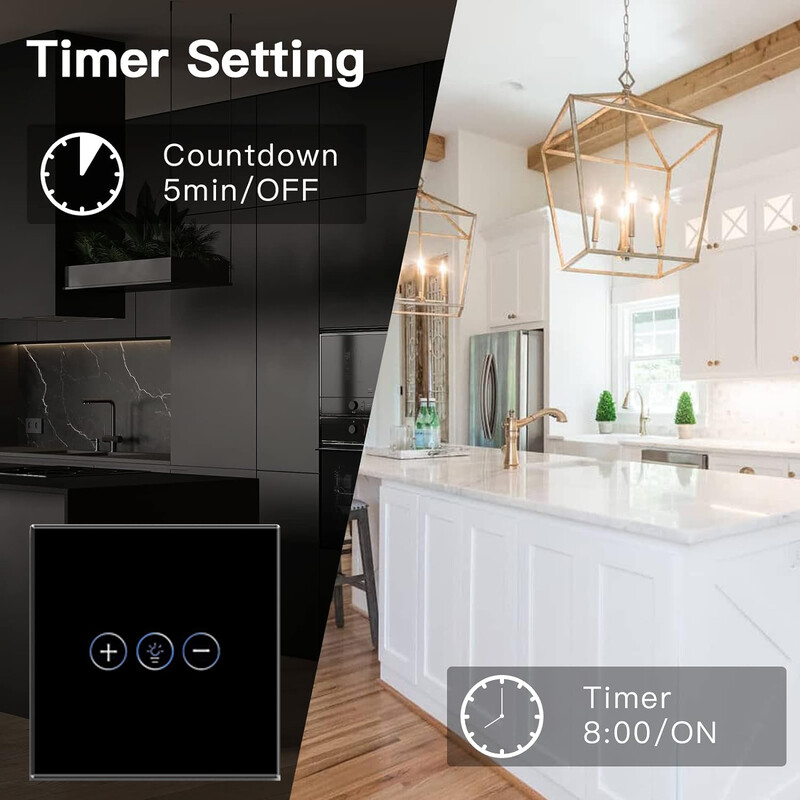 Tuya WiFi Smart Dimmer Switch Light Wireless Touch Priteming Wall Control LED nuotolinio valdymo pultas ĮJUNGTAS / Išjungtas EU 220V Dirbkite su Alexa Google Home