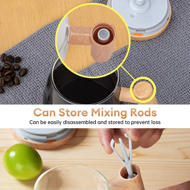 Blender electric de 400 ml oală mixer, căni portabile din sticlă de cafea cu amestecare automată pentru amestecarea băuturilor de cafea cu lapte latte