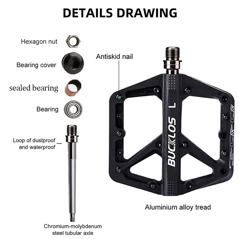 BUCKLOS Pedale plate pentru biciclete Rulmenti DU Ușoare Bmx Mtb Pedale Din aliaj de aluminiu Pedale pentru biciclete de munte Platformă largă anti-alunecare