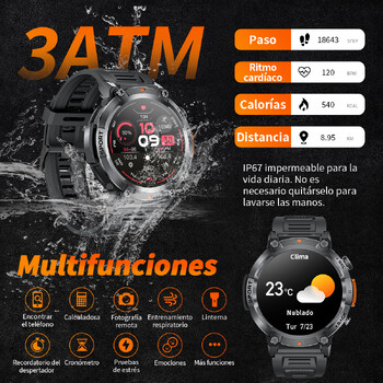 LIGE Military Grade New Outdoor Sports Men Smart Watch AMOLED Πλήρης οθόνη αφής με φακό LED Bluetooth που καλεί SmartWatch