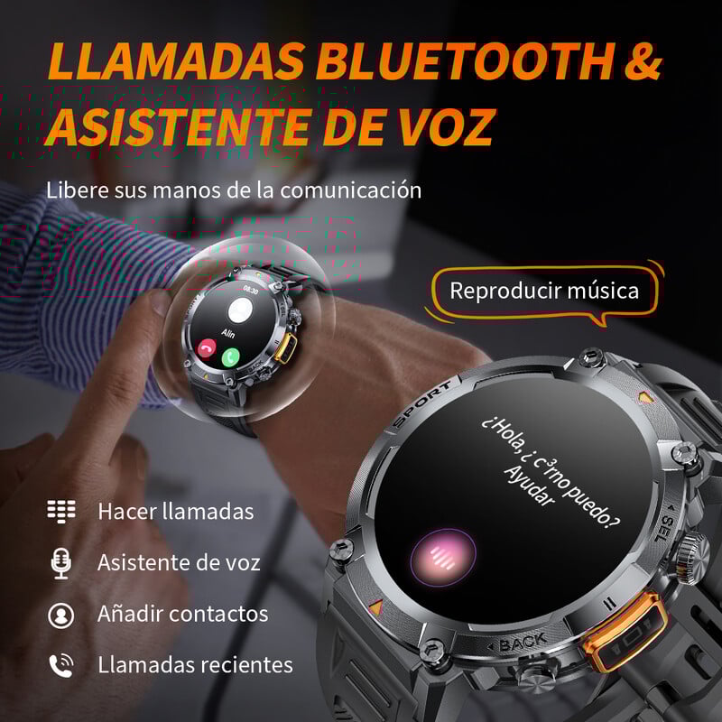 LIGE Military Grade New Outdoor Sports Men Smart Watch AMOLED Πλήρης οθόνη αφής με φακό LED Bluetooth που καλεί SmartWatch