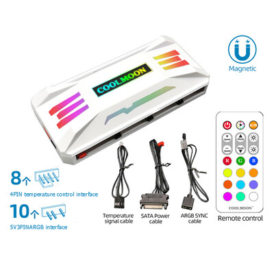 COOLMOON RGB valdiklis 4 kontaktų PWM 5V 3 kontaktų ARGB aušinimo ventiliatorius išmanusis nuotolinio valdymo pultas, skirtas kompiuterio korpuso korpuso radiatoriui