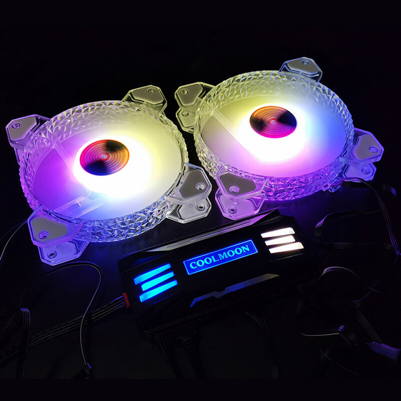 COOLMOON RGB valdiklis 4 kontaktų PWM 5V 3 kontaktų ARGB aušinimo ventiliatorius išmanusis nuotolinio valdymo pultas, skirtas kompiuterio korpuso korpuso radiatoriui