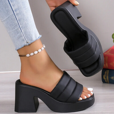 Elegantsed naiste platvormsussid Naiste suvised kõrged kontsad, nahast naiste vabas õhus libisemiskindlad rannakontsad, sandaalid, naiste kingad