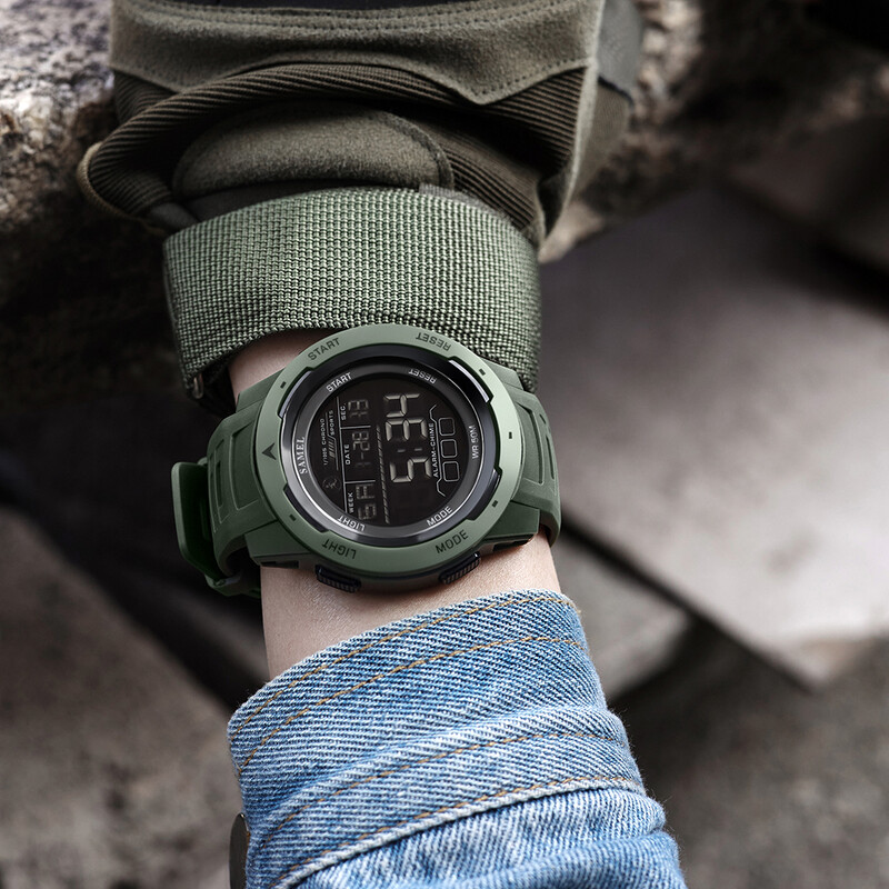 SMAEL digitaalsed käekellad Spordi LED-käekellad Meeste 50 m veekindel spordikell Digitaalne valgusstopper meeste sõjaline käekell