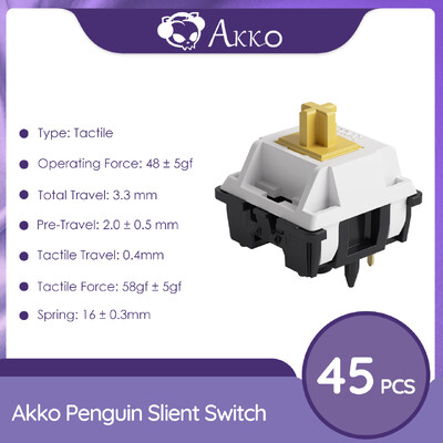 Akko Penguin Switch 5 kontaktiga 48gf puutetundlik vaikne lüliti, mis ühildub MX mehaanilise klaviatuuriga (45 tk)