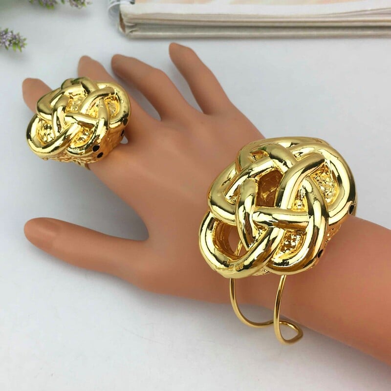 Naujausia drąsi apyrankė su žiedu Brazilijos papuošalai moterims FHK17202