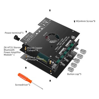 ZK-HT21 2.1 канален TDA7498E 160WX2+220W Bluetooth цифров усилвател на мощност Модул с високо и ниско тонално събуфър