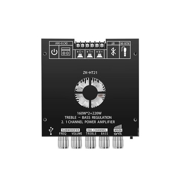 ZK-HT21 Υπογούφερ 2.1 καναλιών TDA7498E 160WX2+220W Bluetooth Μονάδα ψηφιακού ενισχυτή ισχύος υψηλού και χαμηλού τόνου