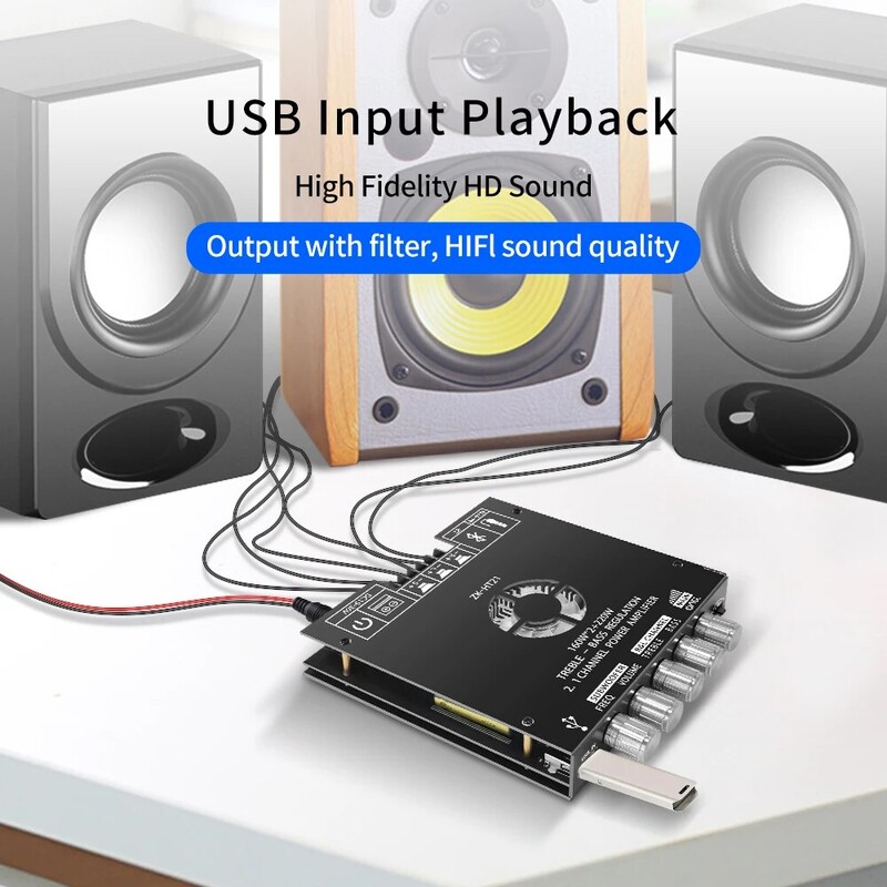 ZK-HT21 2.1 kanaliga TDA7498E 160WX2+220W Bluetoothi digitaalse võimsusvõimendi moodul kõrge ja madala tooniga bassikõlar