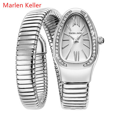 Marlen Keller 2023 uus moodne naiste käekell, populaarne Euroopa ja Ameerika kvarts teemantidega Ussikujuline käekell
