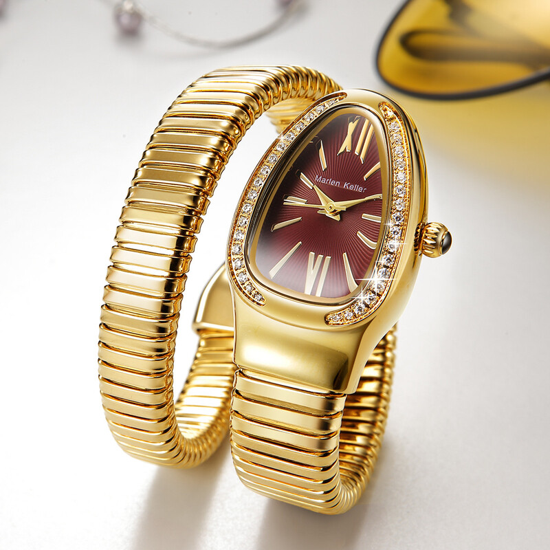 Marlen Keller 2023 uus moodne naiste käekell, populaarne Euroopa ja Ameerika kvarts teemantidega Ussikujuline käekell