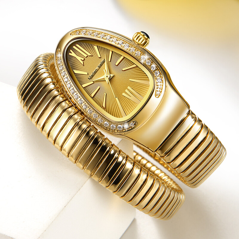 Marlen Keller 2023 uus moodne naiste käekell, populaarne Euroopa ja Ameerika kvarts teemantidega Ussikujuline käekell